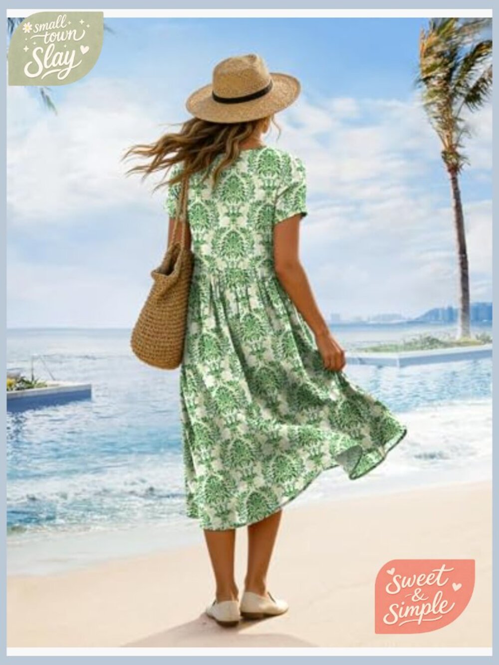Boho Floral Maxi Dress with Pockets Beach Vacation Casual Loose - Picture 5 of 7